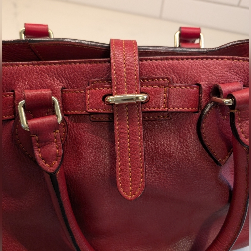 Dooney & Bourke VTG Red Leather Tote Bag, Made In Italy, EUC - Picture 8 of 13